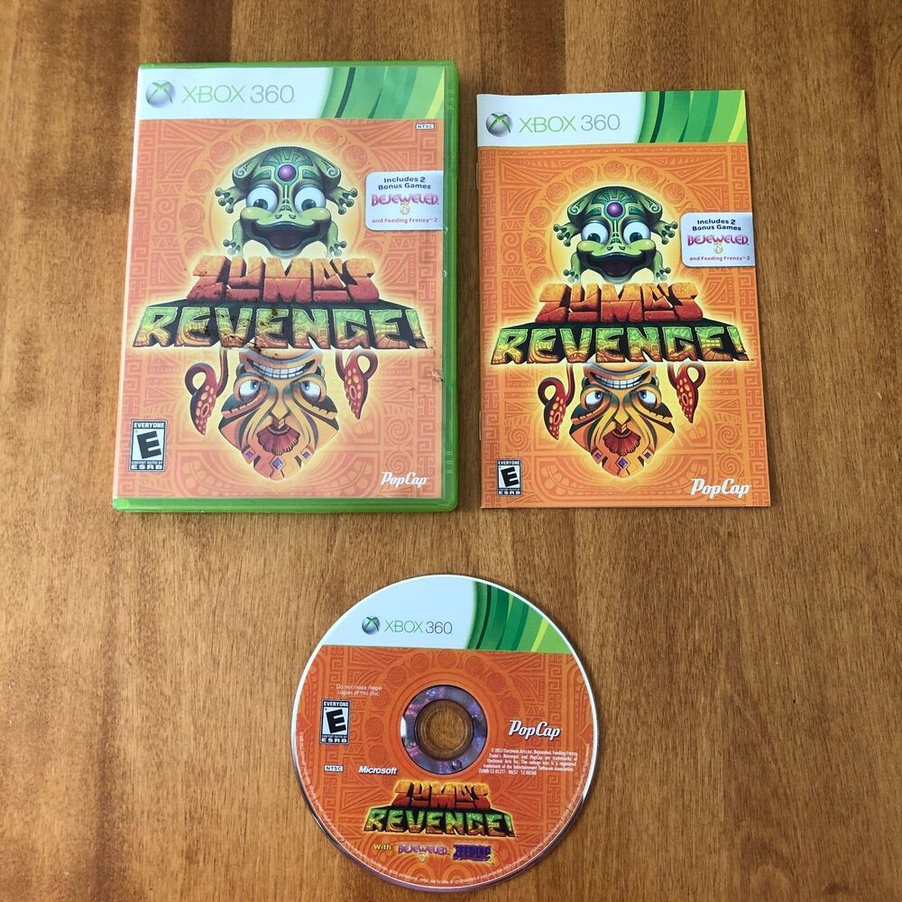 Zuma's Revenge Microsoft Xbox 360 2012 CIB Good TESTED WORKS